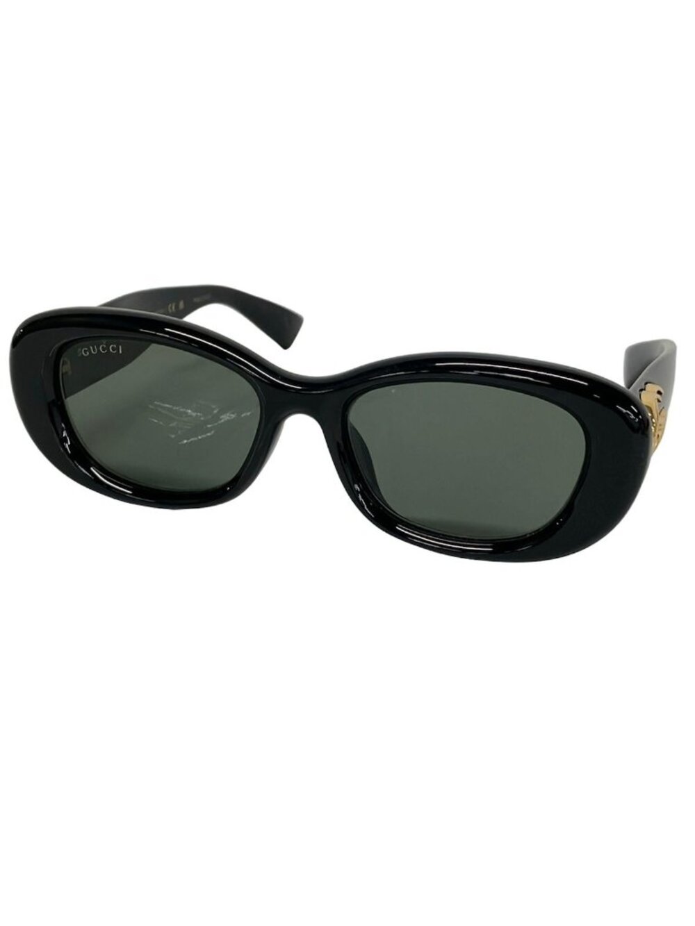 Gucci Sunglasses Dark Gray Black Gold Double Eyewear